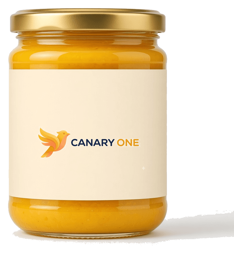 Mango pulp in a Canary One jar